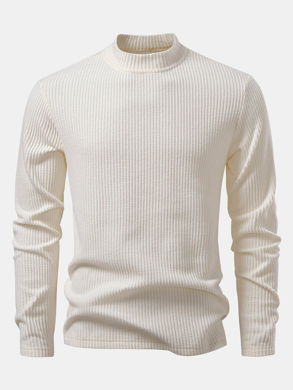 Camiseta de manga larga con cuello alto tipo waffle