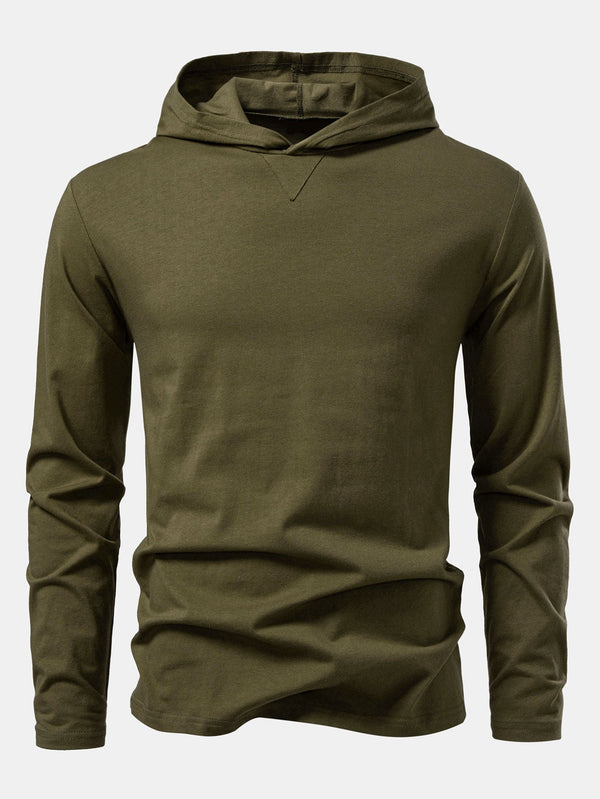 Camiseta con capucha de algodón de manga larga