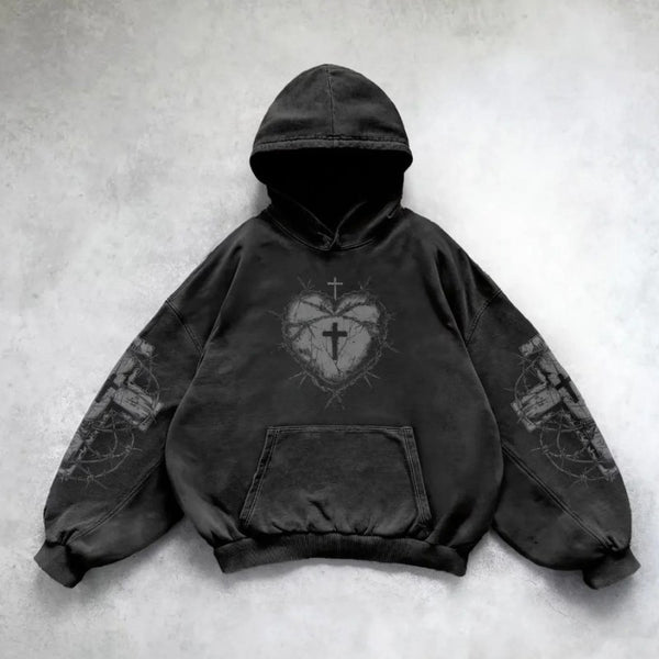 Sweat à capuche avec imprimé croix