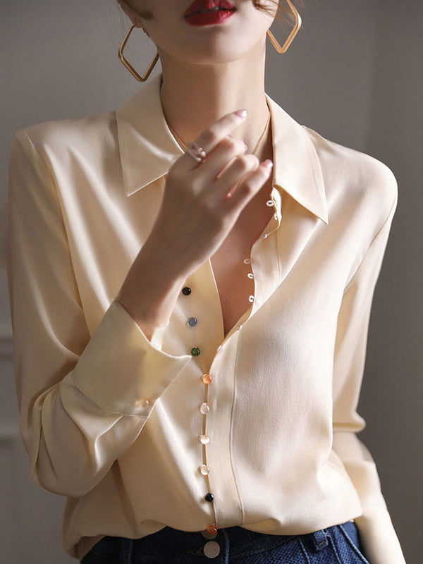 Chemise à col vintage Audrey de couleur unie
