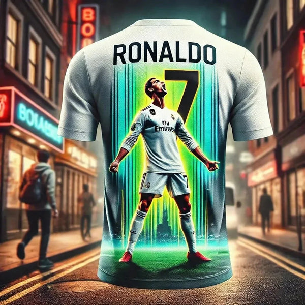 T-shirt Col Rond #7 Maillot Ronaldo Édition Célébration Impression 3D Sèche Rapidement Respirant Et Confortable