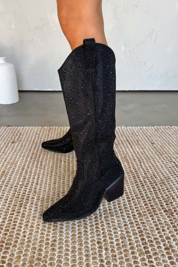 Bottes Noires Élegantes Pailletées