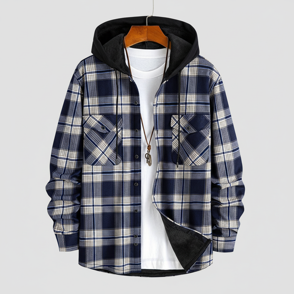 Flannel Fleece Lined Hooded Shirt