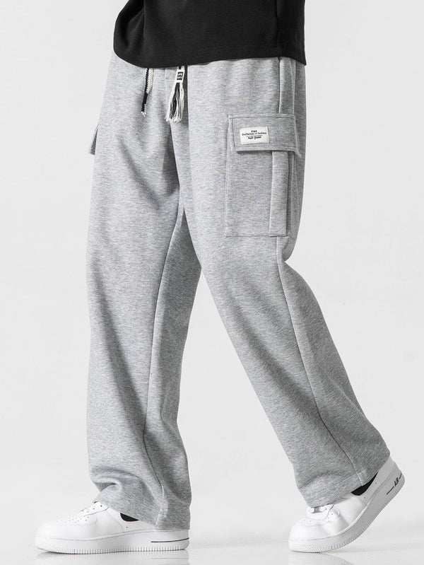 Pantalones cargo de jersey de pierna recta de ajuste relajado